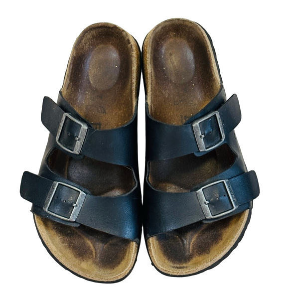 Birkenstock Betula Black Leather Sandals SZ 7 - Picture 2 of 12